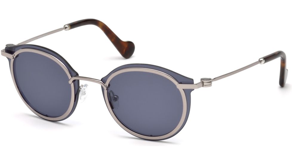 Moncler ML0018 Sunglasses - Shiny Light Ruthenium Frame Color, Blue Lens Color