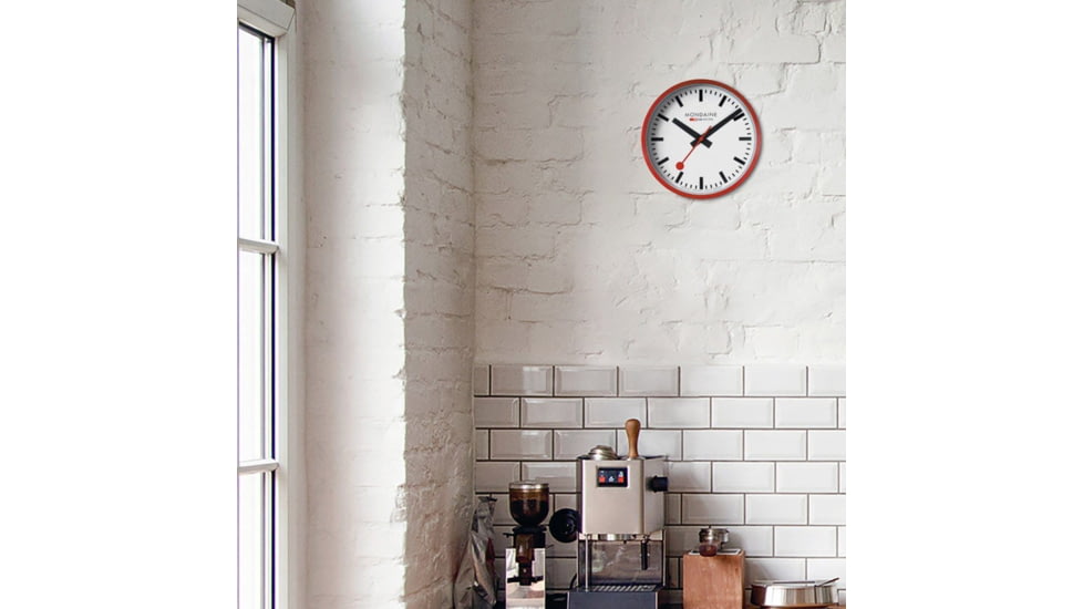 Mondaine Offical Swiss Railway Wall Clock, Red, 25cm, A990.CLOCK.11SBC