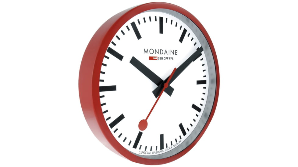 Mondaine Offical Swiss Railway Wall Clock, Red, 25cm, A990.CLOCK.11SBC