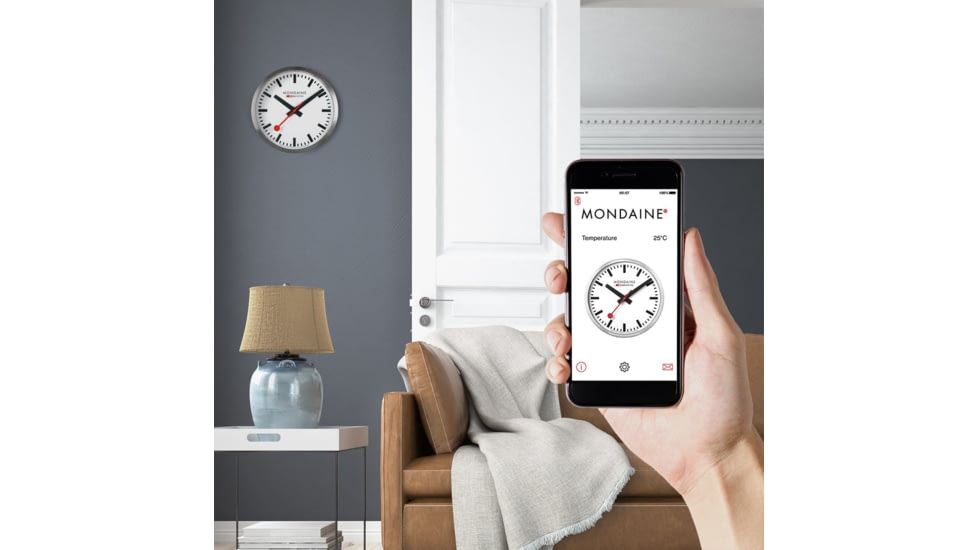 Mondaine Stop2Go Smart Wall Clock, Silver, 25cm, MSM.25S10