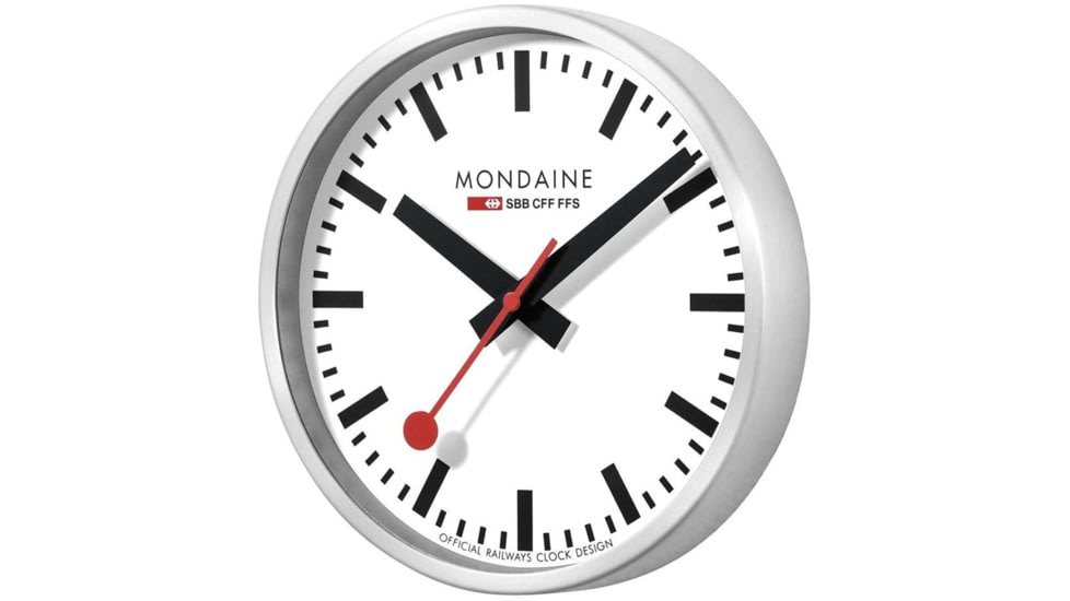 Mondaine Wall 25cm Clock, Silver, 25cm, A990.CLOCK.16SBB