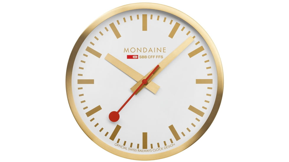Mondaine Wall Clock, Golden, 25cm, A990.CLOCK.18SBG