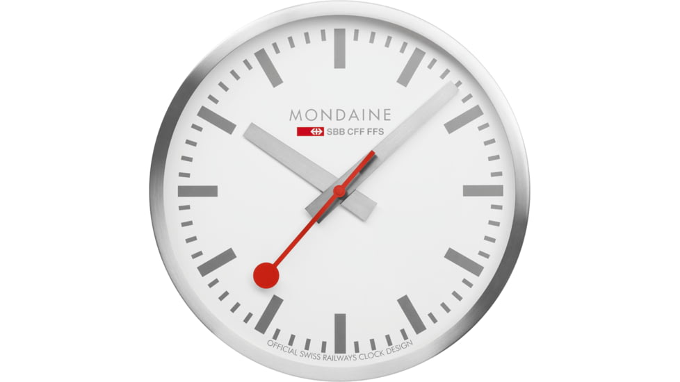 Mondaine Wall Kitchen Clock, Silver, 40cm, A995.CLOCK.17SBV