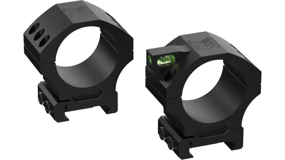 Monstrum 30mm Precision Picatinny V2 Scope Rings w/Level Bubble, 1 in, Black, SR-3XLB-P100