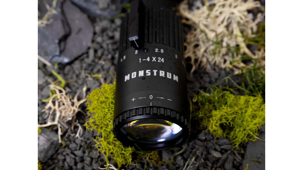 Monstrum Alpha Series 1-4x24 First Focal Plane FFP Rifle Scope with MOA Reticle, Black, GA1424-BLK