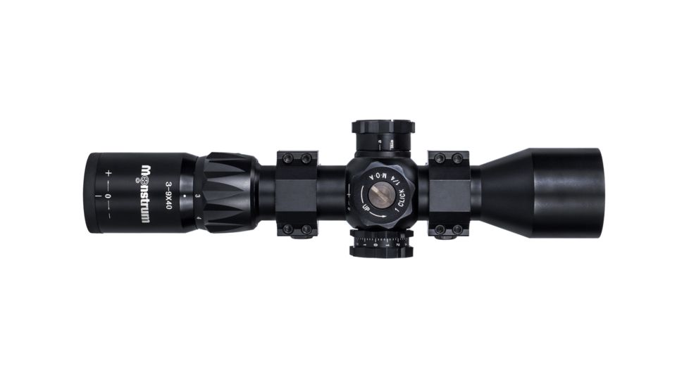 Monstrum G1 3-9x40mm Rifle Scope, 30mm Tube, FFP, Illuminated Rangefinder Reticle, Adjustable Objective, Black FFPS3940-R