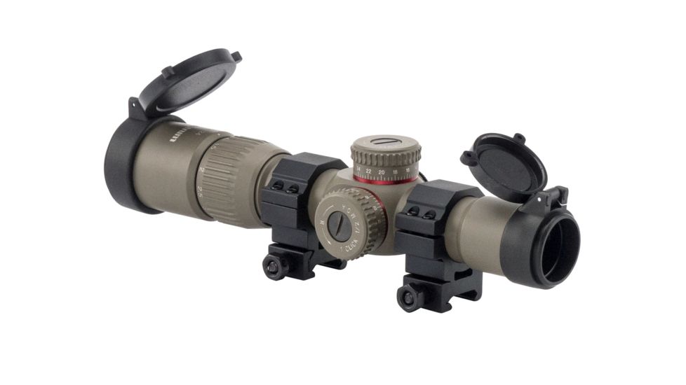 Monstrum G2 1-4x24mm Rifle Scope, 30mm Tube, FFP, Illuminated Rangefinder Reticle, Adjustable Objective, Flat Dark Earth G2-TFFPS1424-R