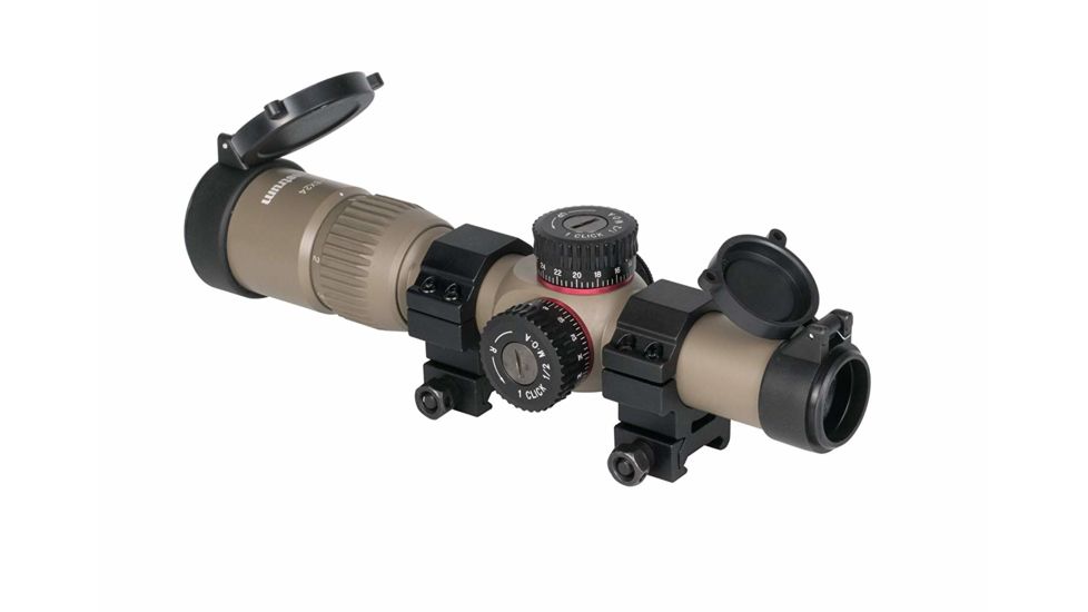 Monstrum G2 1-6x24mm Rifle Scope, 30mm Tube, FFP, Illuminated Rangefinder Reticle, Adjustable Objective, Flat Dark Earth G2-TFFPS1624-R