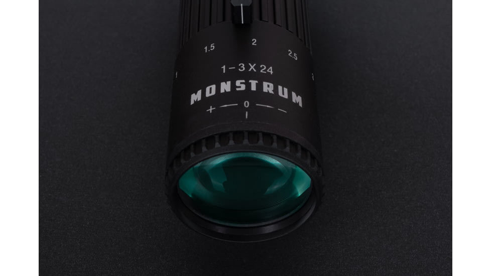 Monstrum G3 FFP LPVO Rifle Scope, 1-3x24mm, 30mm Tube, First Focal Plane, Illuminated FFP X1 Reticle, MIL-STD 8625 Type III Hard-Anodized, Black, G3F1324-BLK