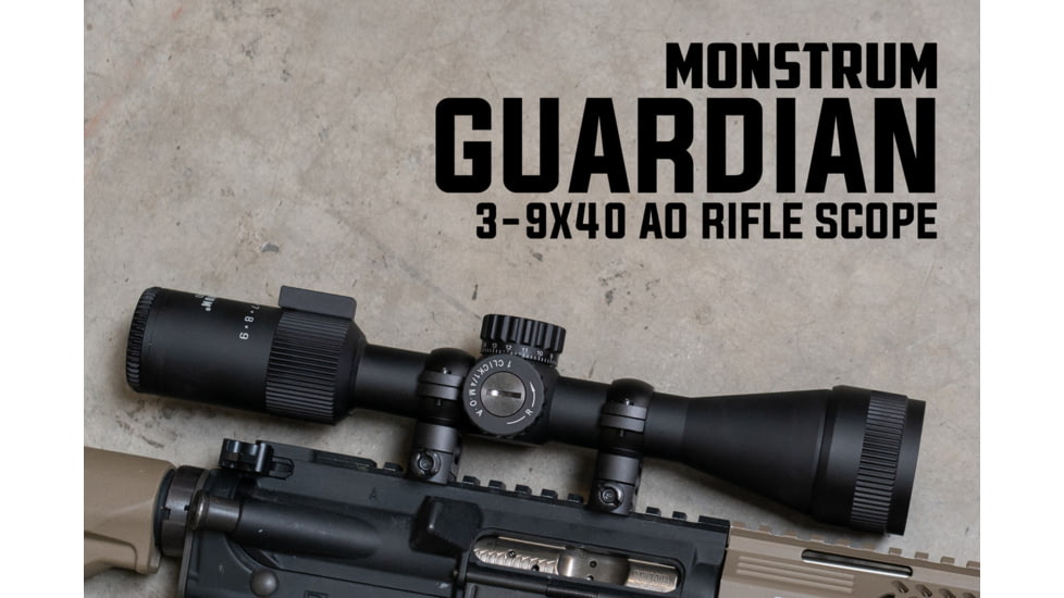 Monstrum Guardian AO Rifle Scope, 3-9x32mm, 1 inch Tube, Second Focal Plane, Crosshair Reticle, Black, SG3932AO-B