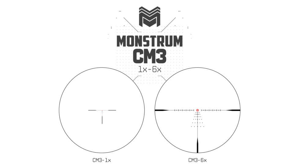 Monstrum Archangel X2 1-6x24mm LPVO 30mm Tube Rifle Scope, First Focal Plane