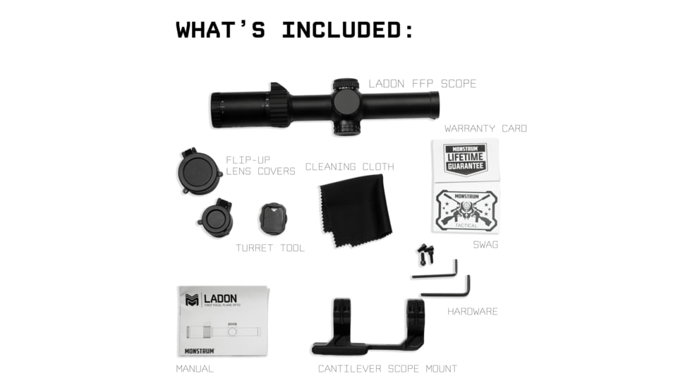 Monstrum Ladon 1-6x24mm LPVO 30mm Tube Rifle Scope, First Focal Plane