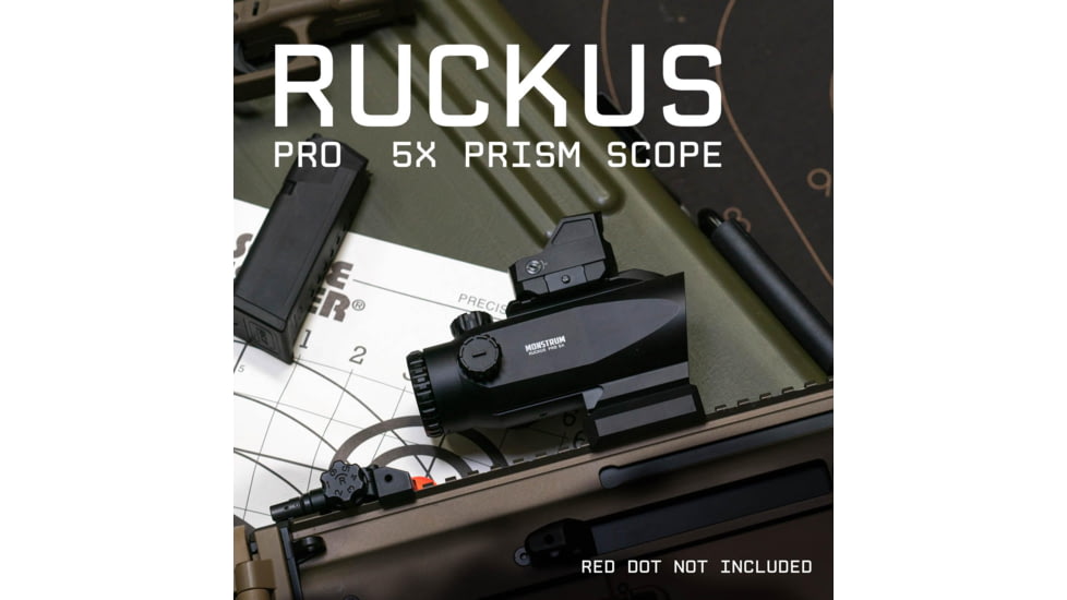 Monstrum Ruckus Pro 5x20mm Prismatic Red Dot Sight w/ Piggyback Mount&amp;Shake Awake
