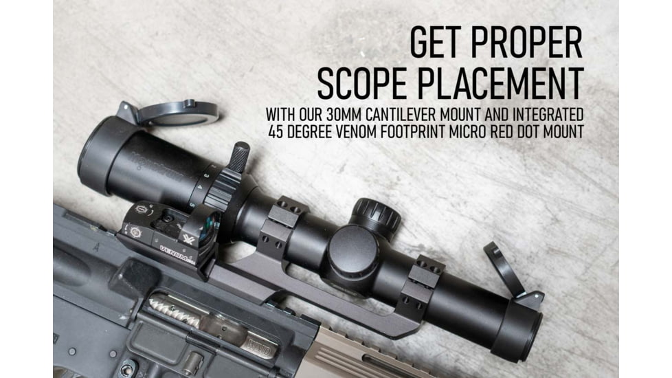 Monstrum Offset Picatinny Scope Mount w/45 Degree Venom Footprint Micro Red Dot, 30mm, Black, ZS311-B
