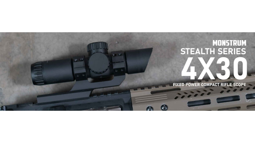 Monstrum Stealth 4x30mm 30mm Tube Fixed Magnification Scope, Black, SG430-B