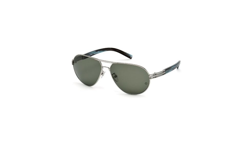Mont Blanc MB401S Sunglasses - Shiny Light Ruthenium Frame Color, Green Lens Color