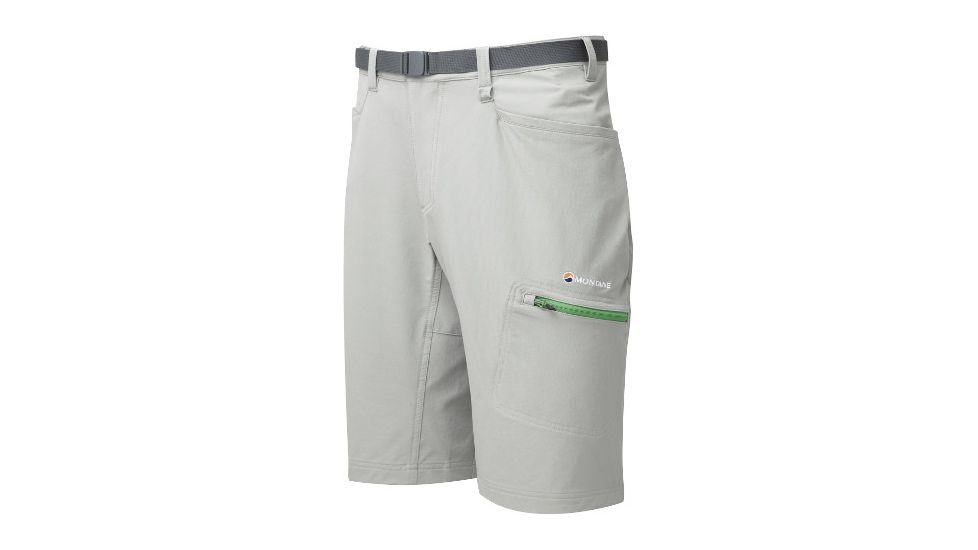 Montane Dyno Stretch Shorts - Men's-Cloudburst Grey/Aurora Green-12 in-Medium