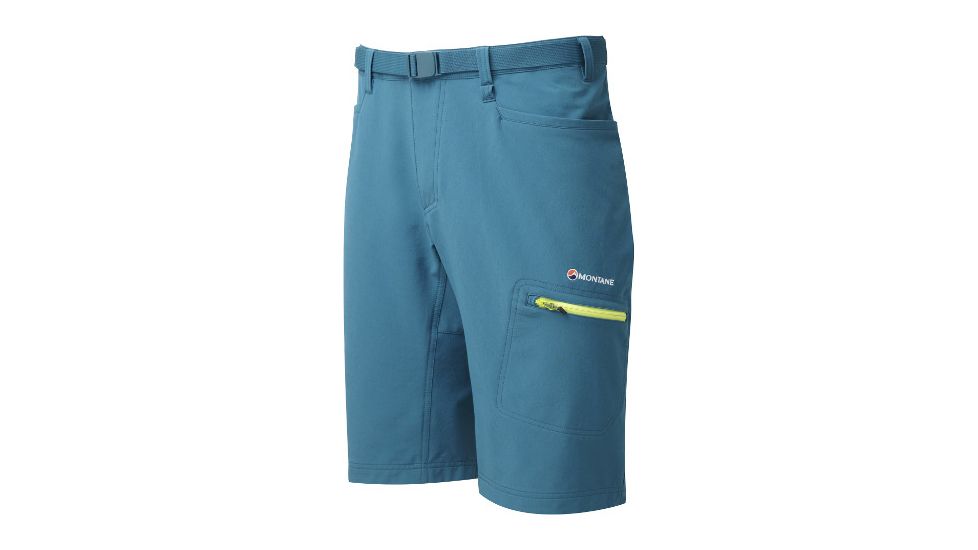 Montane Dyno Stretch Shorts - Men's-Zanskar Blue/Wild Lime-12 in-Large