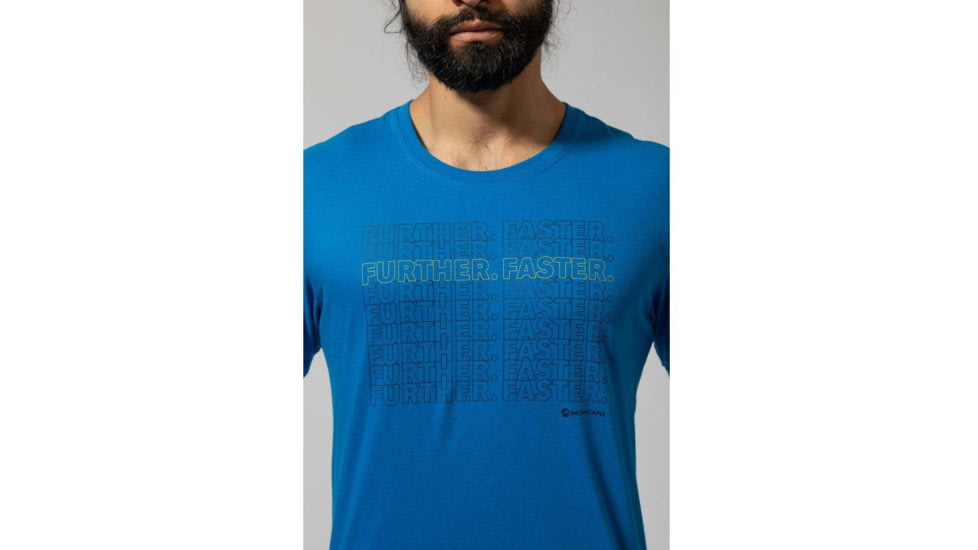 Montane Further Faster T-Shirt - Mens, Electric Blue, Large, MFUFTELEN09
