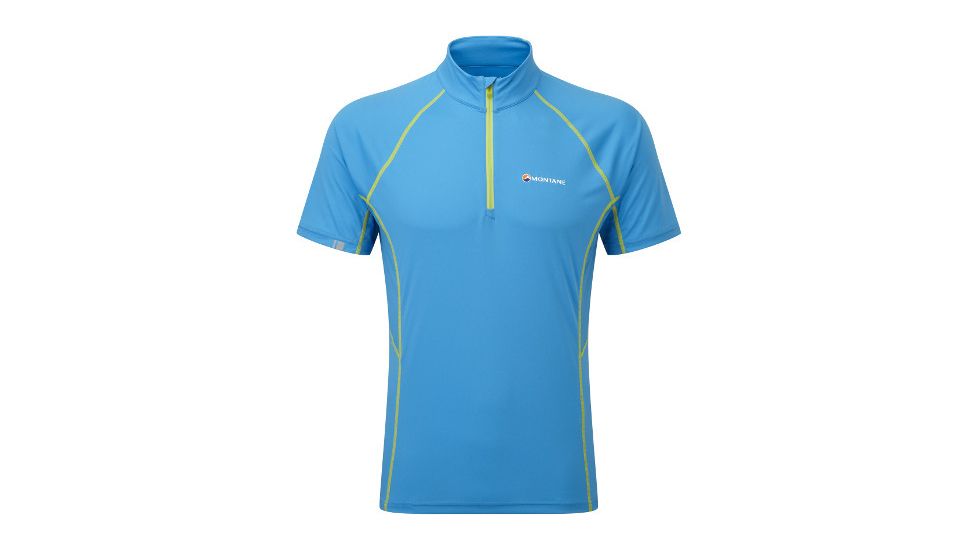 Montane Sonic Zip T-Shirt - Men's-Blue spark/Kiwi-Small