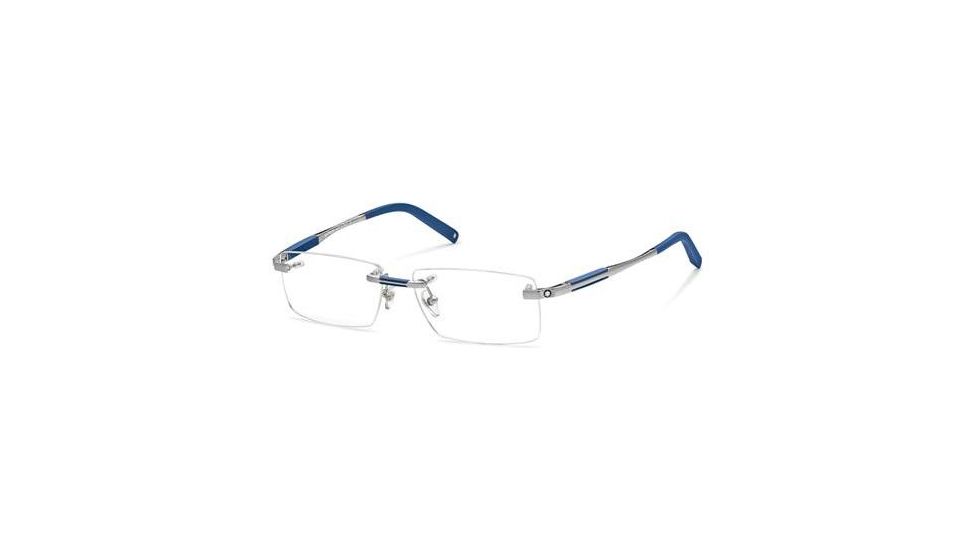 Montblanc MB0349 Eyeglass Frames - Shiny Light Ruthenium Frame Color