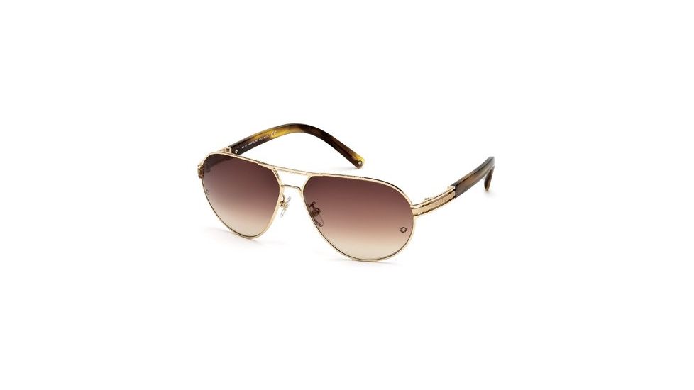 Montblanc MB401S Sunglasses - Shiny Rose Gold Frame Color, Gradient Brown Lens Color