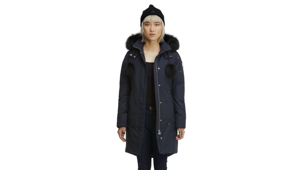 Moose Knuckles Stirling Parka - Women's-Navy/Black Fur-X-Large