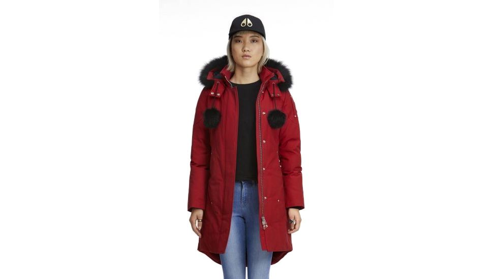 Moose Knuckles Stirling Parka - Women's-Deep Red/Black Fur-Large