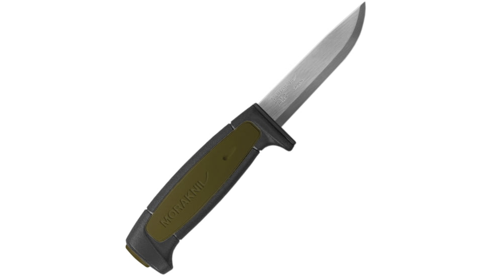Morakniv Basic 511/Green Knife, 8in Overall, 3.5in Carbon Steel Blade, Black/Green Synthetic Handle, Black Molded Plastic Sheath, M-13249
