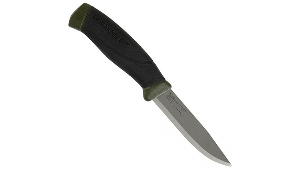 Mora Companion MG, BLK/Green Rubber Handle, CF, Plain w/Sheath, M-11863
