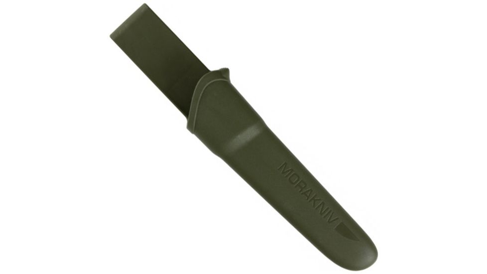 Mora Companion MG, BLK/Green Rubber Handle, CF, Plain w/Sheath, M-11863