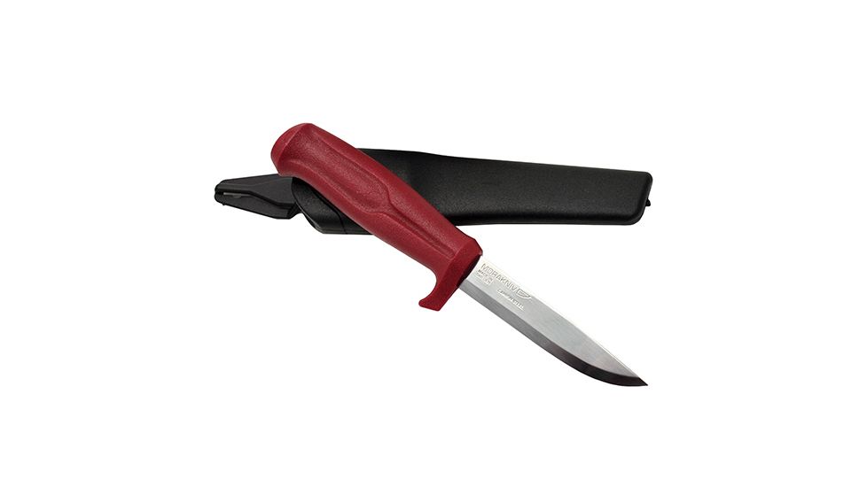 Mora Craftline Q Allround Fixed Blade Knife, 511, Red Plastic Handle, 3.8in. Blade 194990