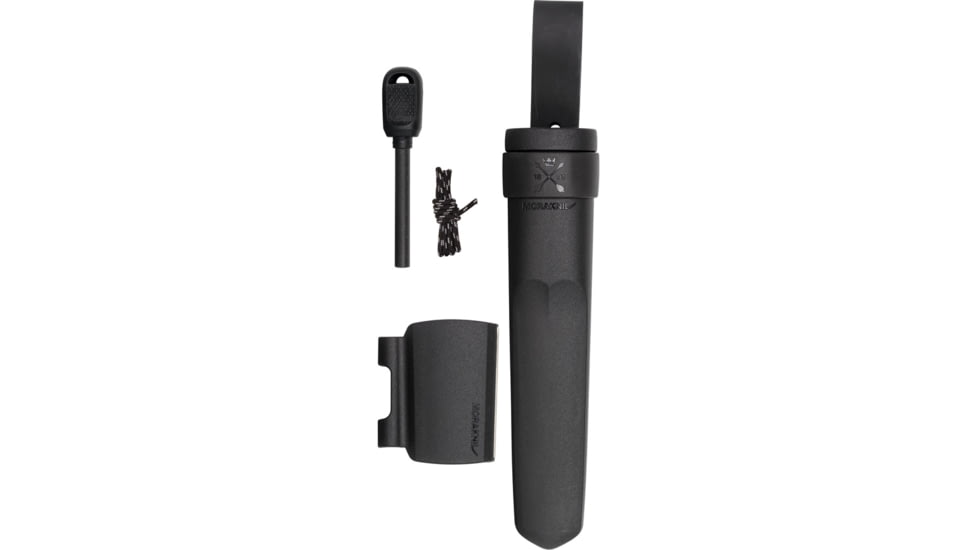 Morakniv Garberg Fixed Blade Knife w/Survival Kit 4.25 in, Stainless Steel Black DLC, Drop Point Blade, Black Polyer Handle, M13915