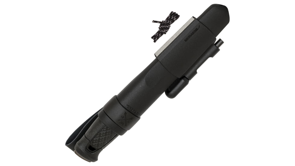 Morakniv Garberg Fixed Blade Knife w/Survival Kit 4.25 in, Stainless Steel Black DLC, Drop Point Blade, Black Polyer Handle, M13915