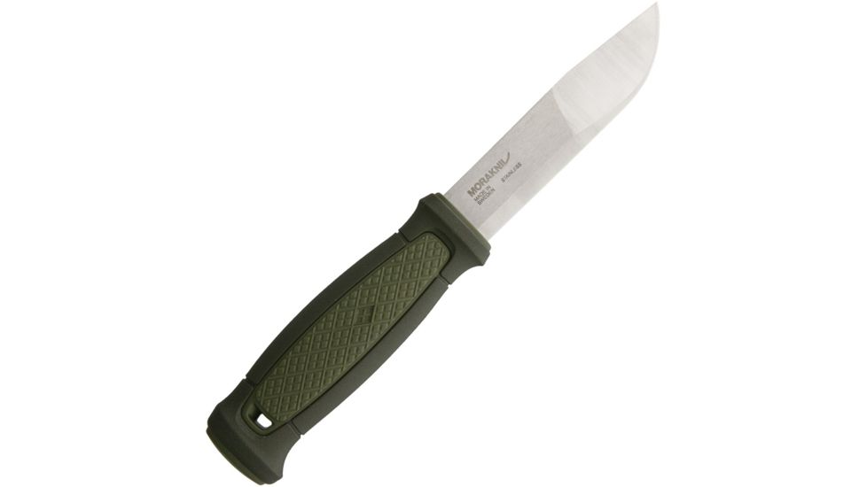 Mora Kansbol Multi-Mount Sheath Fixed Blade Knife, 4.25in, Stainless Steel, Standard Edge, Satin, OD Green, TPR Handle FT01753