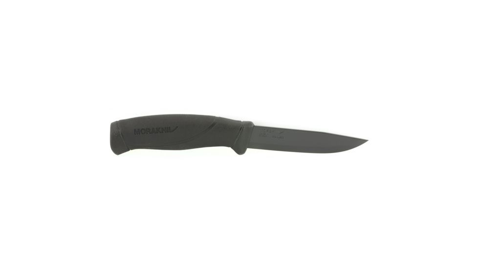 Morakniv 4.1 Inch Stainless Steel Companion Tactical Fixed Blade Knife, w/ ED-Coating, Rubber Handle and MOLLE-Compatible Sheath, Black, 4.1, IRM-12351