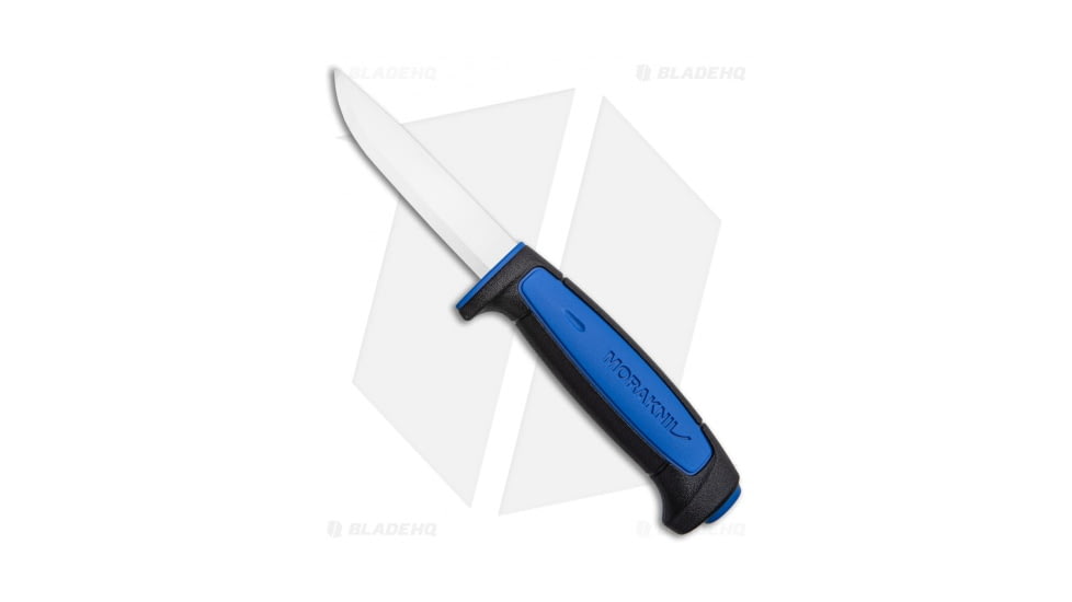 Morakniv Basic 511 Fixed Blade Knife, 3.50in, High Carbon Steel, Clip Point Blade, Polymer Black/Blue Handle, Steel/Black/Blue, 8.00in, BHQ-108522