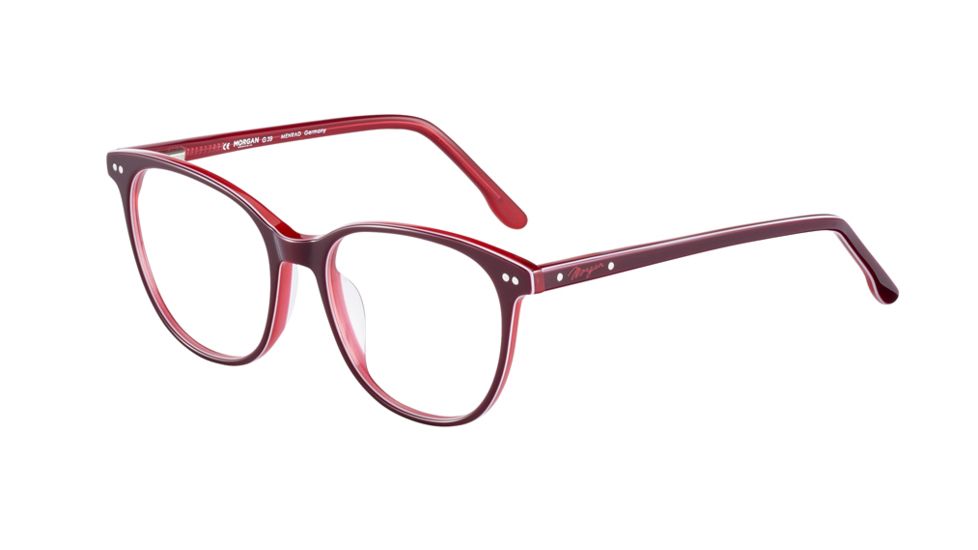 Morgan 201122 Single Vision Prescription Eyeglasses, Dark Red Frame, 201122-4473SV