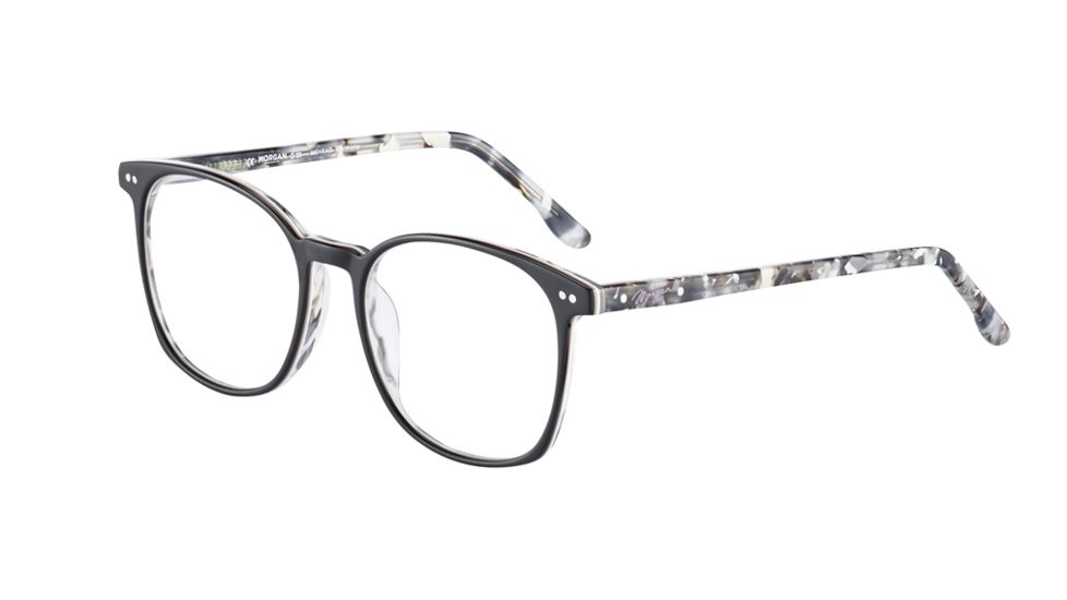 Morgan 201123 Progressive Prescription Eyeglasses, Black On Black/White Grey Confetti Frame, 201123-4435PR