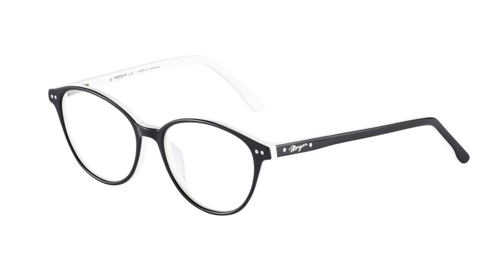 Morgan 201124 Single Vision Prescription Eyeglasses, Black White Frame, 201124-6616SV