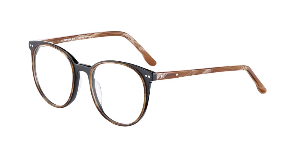 Morgan 201125 Single Vision Prescription Eyeglasses, Brown Horn Frame, 201125-6056SV