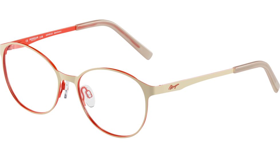 Morgan 203164 Single Vision Prescription Eyeglasses, Beige Red Frame, 203164-1008SV