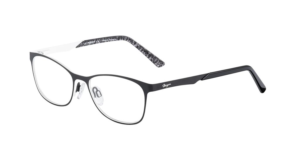 Morgan 203172 Single Vision Prescription Eyeglasses, Black On Cream White Frame, 203172-1500SV