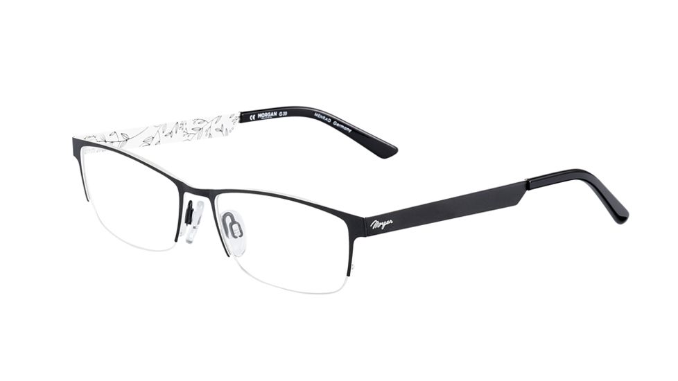 Morgan 203173 Single Vision Prescription Eyeglasses, Black/White Frame, 203173-6100SV
