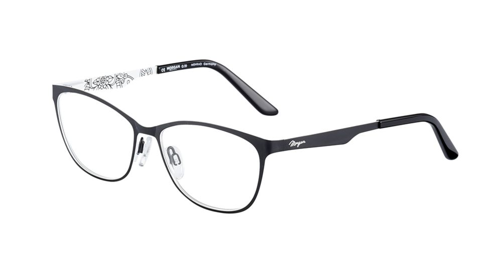 Morgan 203174 Single Vision Prescription Eyeglasses, Black White Frame, 203174-6100SV