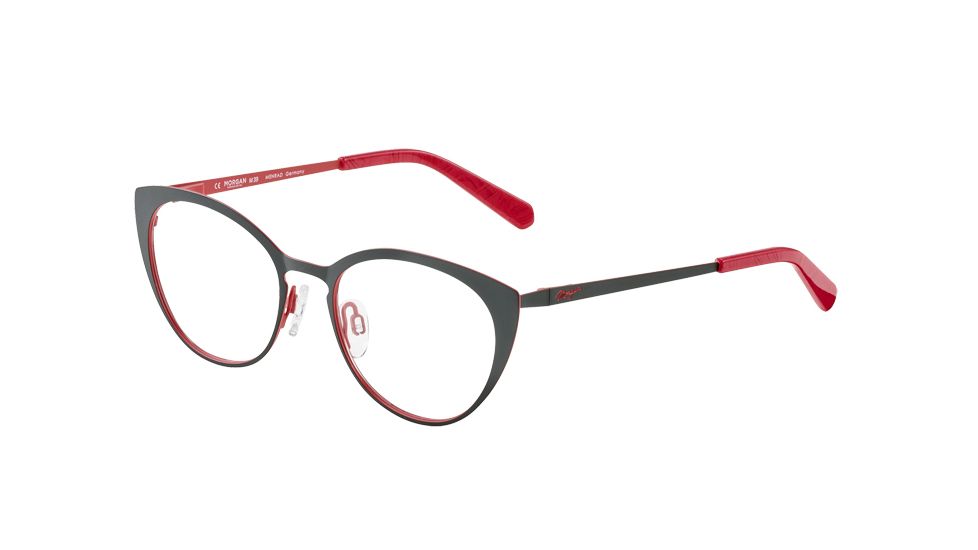 Morgan 203176 Progressive Prescription Eyeglasses, Grey Matte/Red Frame, 203176-1030PR