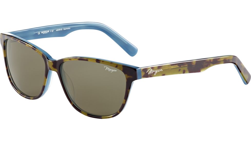 Morgan 207185 Sunglasses, Brown Havana on Blue Frame, Olive Green Lens, 207185-6906