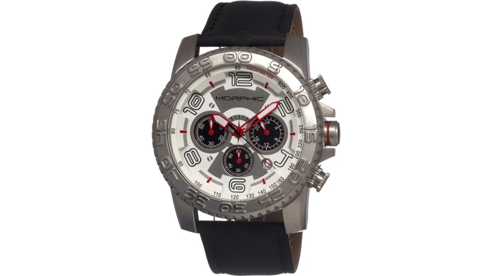 Morphic 0201 M2 Series Mens Watch, White Dial w/ Black Leather Band, Stainless Steel Case MPH0201