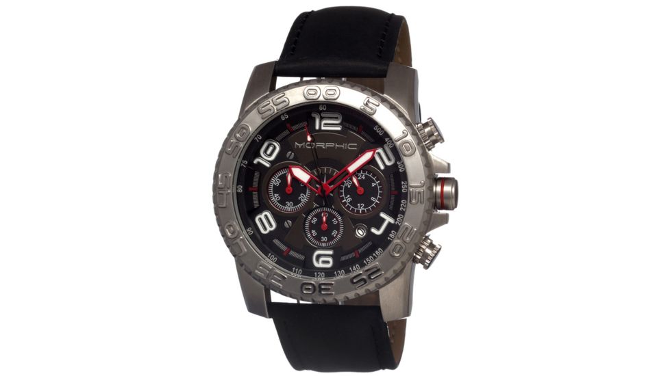 Morphic 0202 M2 Series Mens Watch, Black Dial w/ Black Leather Band, Stainless Steel Case MPH0202
