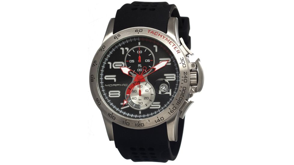 Morphic 0401 M4 Series Mens Watch, Black Dial w/ Black Silicone Band, Stainless Steel Case MPH0401